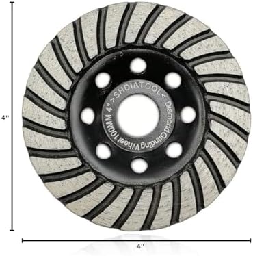 SHDIATOOL 4 Inch Turbo Row Diamond Grinding Cup Wheel for Concrete Granite Marble Masonry Brick Fits 7/8 Inch or 5/8 Inch Arbor