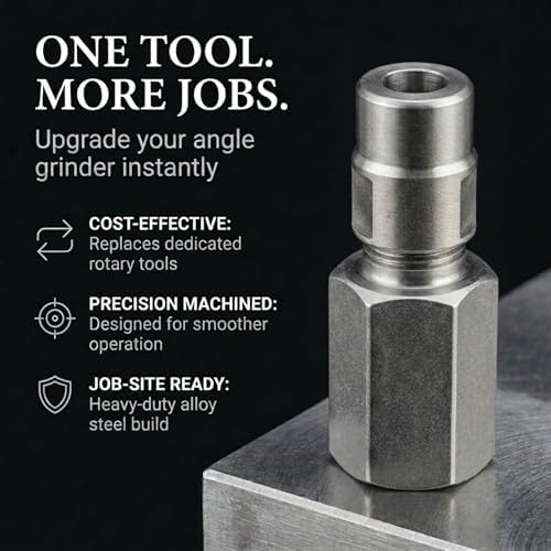 Drilax 5/8"-11 to 1/4" Collet Flapper Adapter – Convert Angle Grinder to Die Grinder – Fits Carbide Burrs, Flap Wheels, Sanding & Polishing Tools – 303 Stainless Steel, Made in USA