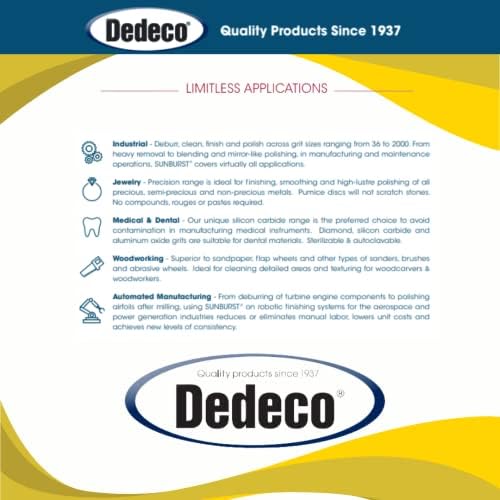 Dedeco Sunburst Radial Bristle Discs 12-Pack - 3" Curved - 3/8" Arbor - Yellow 80 Grit (Coarse) - Aluminum Oxide for Polishing & Finishing