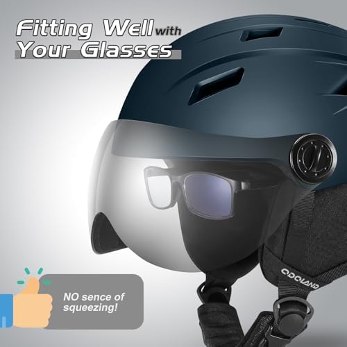Odoland Ski Helmet with 2-in-1 Visor Goggles, Lightweight for Men Women