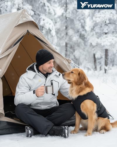 Yufawow Men Winter Jacket Skiing Jacket Insulated Fleece Lined Waterproof Windbreaker for Snowboard Hiking Camping ATV Outdoor Work