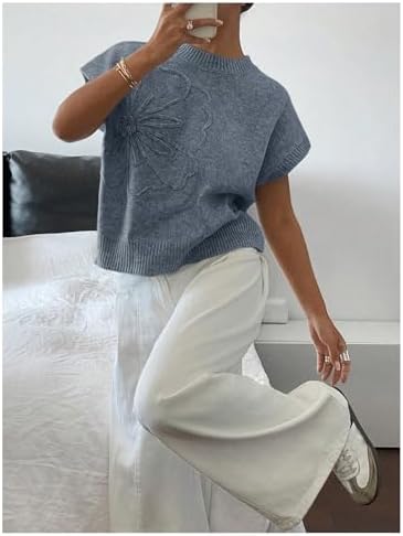SOLY HUX Women's Short Sleeve Business Casual Sweater