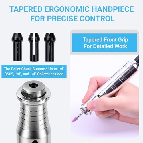 Flex Shaft Grinder Rotary Tool Kit - Variable Speed Electric Grinder w/Flexible Shaft, Foot Pedal Control & Ergonomic Handpiece - Jewelry Polishing, Carving, Cutting, Grinding & Engraving