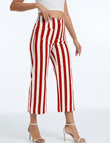 Wide Leg Jeans for Women Trendy High Waisted Flare Jeans Cropped Pants Stretchy Baggy