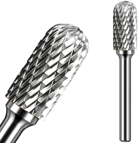 Carbide Burr Set 1/4" Shank SC-3 Die Grinder Bits Tungsten Double Cut Burr Bits (3/8" Cutter Dia X 0.80" Cutter Length) for Die Grinder Kits Metal Grinding Drilling Polishing