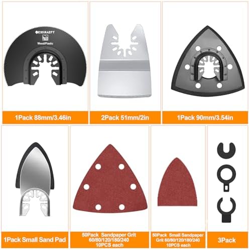 136 PCS Multi Tool Blades Kit, Oscillating Blades with Sandpaper