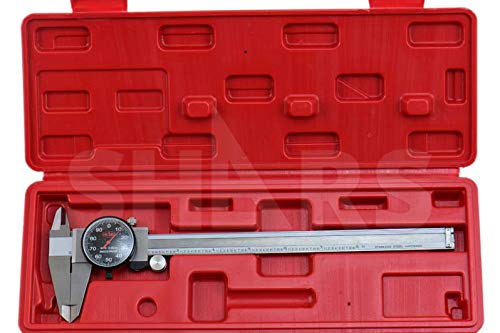 Shars 0-8" Precision Stainless Steel Shock Proof Dial Caliper .001" Graduation Black Face 303-1307B P