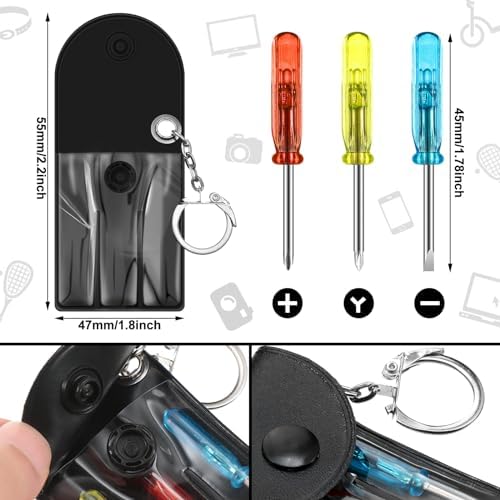 264 Pcs Mini Screwdriver Tape Keychain Set Multitool Pen Card Father's Gifts Bulk Mini Tool Set for Adult Men Dad (Yellow,Black)