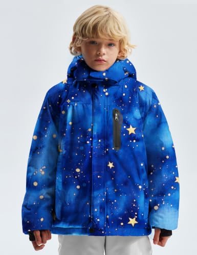 GEMYSE Boy's Waterproof Ski Snow Jacket Fleece Kids Winter Coat with Hood