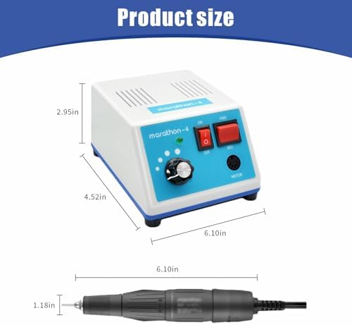 Upgraded Marathon-4 Micromotor For Woodcarving, Jewelry, Ceramics, H37L1 Handpiece - 35,000RPM Stepless Speed Control with Foot Pedal