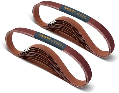 POWERTEC 1x30 Sanding Belts, 20PK, 10 Each of 80/120 Grits, 1 x 30 Inch Aluminum Oxide Sanding Belts for Belt Grinder, Belt and Disc Sander, Knife Sharpening, Woodworking (11127-5)