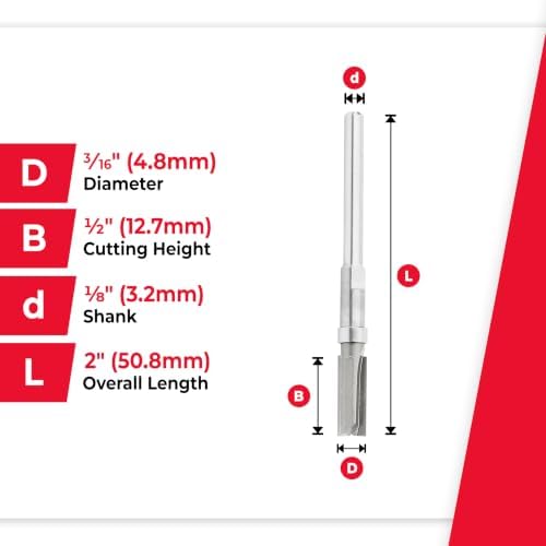 Amana Tool Carbide Tipped Miniature Flush Trim Plunge Template Router Bit, 47220, 3/16 Dia x 1/2 x 1/8 Inch Shank with Mini 3/16 D Upper Ball Bearing