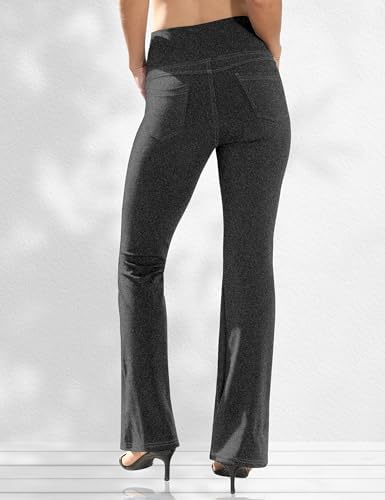 VOOVEEYA Women's Bootcut Leggings - Bootleg Yoga Pants Flare with 4 Pockets
