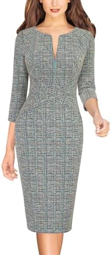 VFSHOW Womens Work Business Office Zipper Up Slim Bodycon Sheath Dress