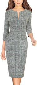 VFSHOW Womens Work Business Office Zipper Up Slim Bodycon Sheath Dress