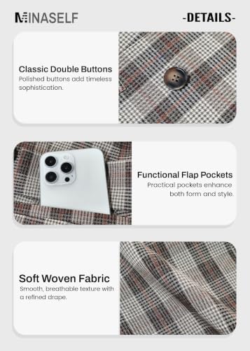 Mina Self 2026 Women's Fall Plaid Blazer Houndstooth Jacket Business Casual