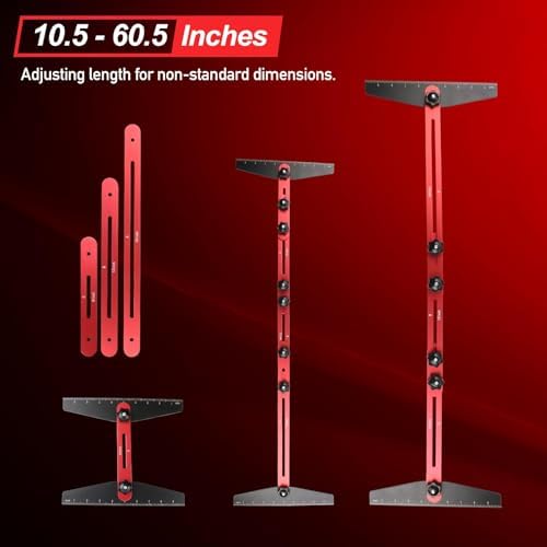 Stair Tread Template Tool, Stair Tread Jig with Miter Protractor, Carpenter Pencil, Heavy-Duty Aluminum Stair Tread Gauge, Stair Measuring Tools Suitable for Stairs, Cabinets, Flooring