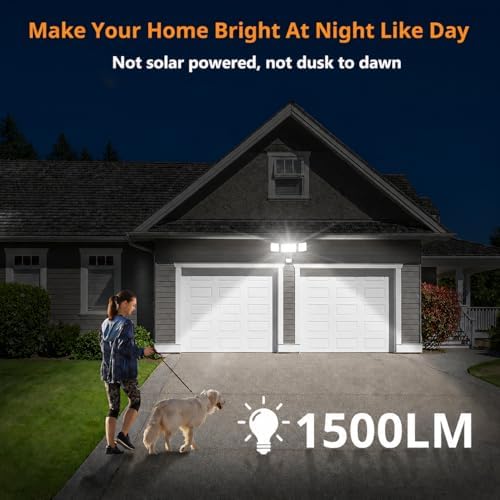 LEPOWER 1500LM Battery Powered Outdoor LED Flood Light with Motion Sensor