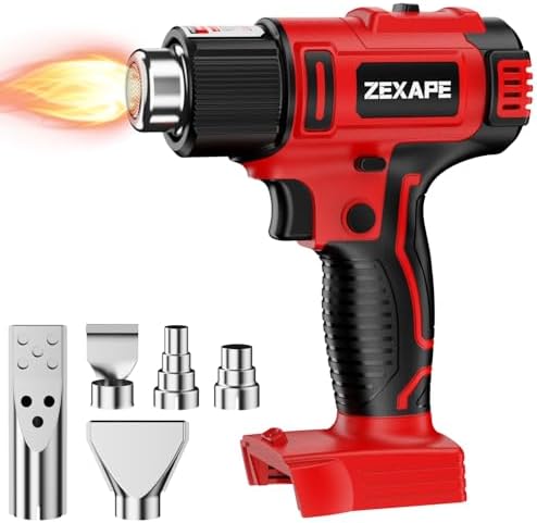 Cordless Heat Gun Compatible with Milwaukee 18V Battery, 350W Fast Heating Soldering Gun with LED Light, 122℉-1022℉ Variable Temperature with 5 Nozzles for DIY Craft, Shrink Tubing (Tool Only)