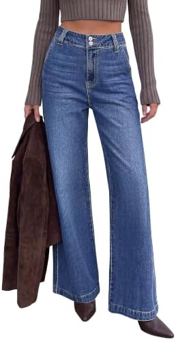 KIRUNDO Wide Leg Jeans for Women High Waisted Denim Pants