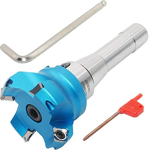 2.5 Inch Face Milling Cutter Aluminum KM12 63MM CNC End Milling Cutter Holder + R8-FMB22 Shank Face Shell Mill Arbor + 4pcs SEHT1204 Carbide Inserts + 8mm Hexagon Wrench + T20 Wrench CNC Machine Tools
