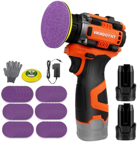 Brushless Small Sander with 36PCS Sandpapers, 2 Variable Speed Cordless Sander (0-500/0-3000 RPM), 2x2600mAh Batteries, Mini Compact Electric Sander for Wood, Metal, Paint Removal, and DIY Projects