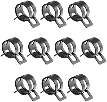 100pcs 0.51" ID Constant Tension Band Hose Clamps, 13mm Spring Band Type Action Hose Clamp Manganese Steel Fuel Line Clamp Low Pressure Air Clip Clamp for Fuel Hose Line Water Pipe Air Tube black
