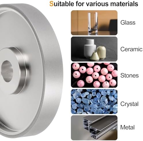 HARFINGTON Diamond Lapidary Wheel 6 Inch x 1 Inch Arbor Hole 500 Grit Grinding Wheels for Stone, Marble, Glass, Ceramics, Crystal, Carbide, Steel