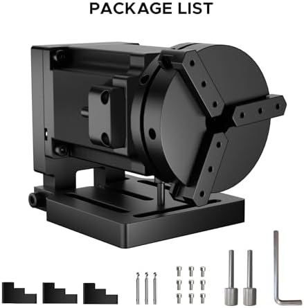 OMTech Rotary Axis Attachment for Fiber Laser Engravers, 70mm Rotating Shaft with 3 Jaw Rotary Chuck Stepper Motor, Laser Marking Machine Rotary Tool Accessory Kit for Ring Bracelet Bottle More