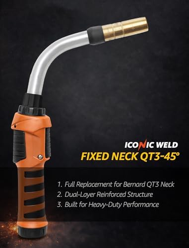 Mig Welding Gun Accessories Aluminium Fixed Neck QT3-45° Replacement for Bernard style Neck QT3