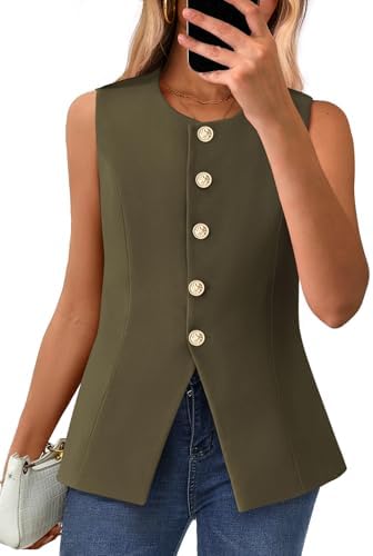 BTFBM Suit Vest Tops For Women Sleeveless Blazer Work Wear