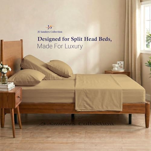 JS Sanders Collection Split Head Sheet Set 4PC Cal. King Size, Taupe