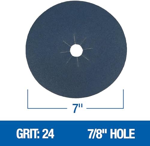 Mercer Industries 410024 Zirconia Cloth Floor Sanding Edger Discs, 7" x 7/8" Hole, Grit 24X (25 pack)