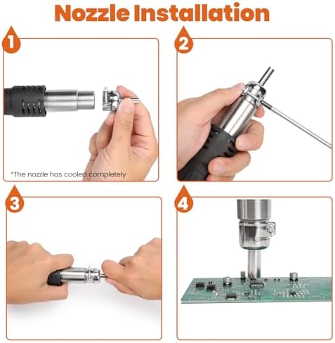 8858-V Compact Entry-Level Hot Air Rework Station Iron Kit with Integrated Design, 3 Hot Air Nozzles, PID Temp Control, Adjustable Temp & Air Volume, °C/°F Conversion, Auto Stand-by Mode