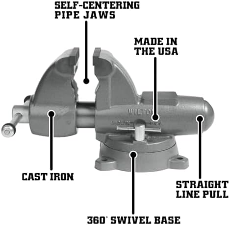 Wilton Pipe & Bench Vise, 5" Jaw Width, 7" Max Jaw Opening, 5-5/16" Throat (Model C-2)