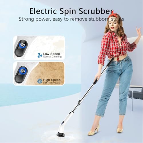 TUYU Electric Spin Scrubber, Cordless Cleaning Brush for Bathroom,Home