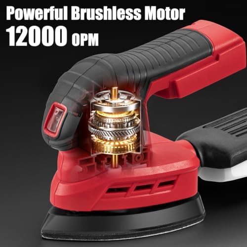 Brushless Detail Sander Compatible with Milwaukee 18V Battery, Red