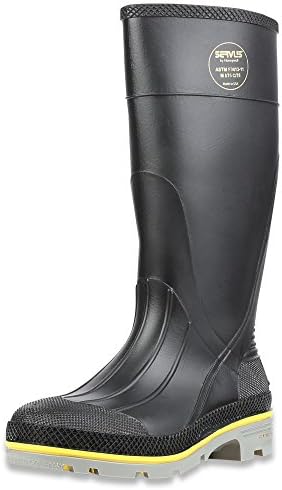 Servus XTP 15" PVC Chemical-Resistant Steel Toe Men's Work Boots, Black, Yellow & Gray, 11