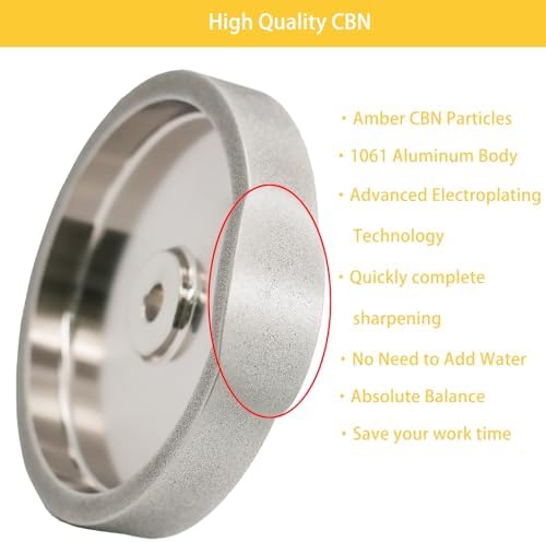 CBN Grinding Wheel 6 Inch 320 Grit, 1" Wide, 1/2" Arbor, for HSS Tools, Lathe Chisels & Woodturning Tools, Fits 6-Inch Bench Grinders(320 Grit)