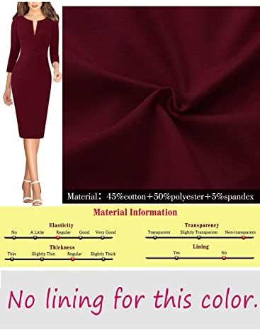 VFSHOW Womens Work Business Office Zipper Up Slim Bodycon Sheath Dress