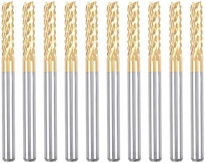uxcell 10Pcs 3mm Titanium Coat Carbide End Mill Engraving Milling Cutter CNC Router Bits for PCB Machine, 1/8" Shank