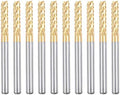 uxcell 10Pcs 3mm Titanium Coat Carbide End Mill Engraving Milling Cutter CNC Router Bits for PCB Machine, 1/8" Shank