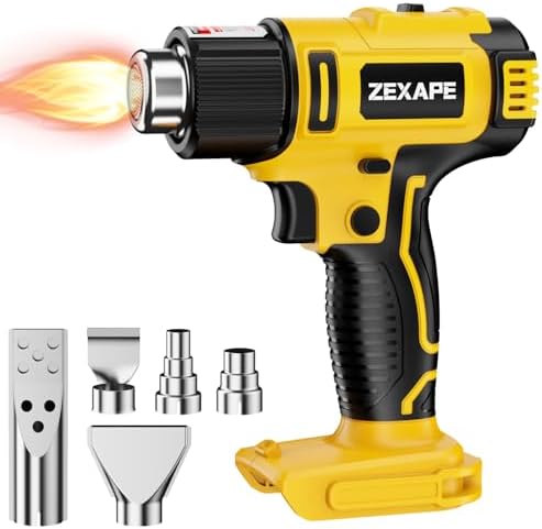 Cordless Heat Gun Compatible with Dewalt 20V Battery, 350W Fast Heating Soldering Gun with LED Light, 122℉-1022℉ Variable Temperature with 5 Nozzles for DIY Craft, Shrink Tubing (Tool Only)