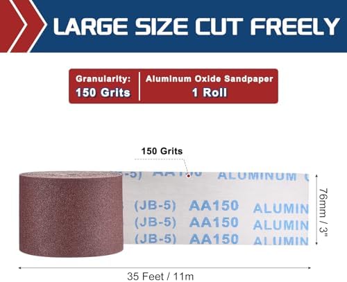 Sandpaper Roll 3Inch 35FT 150Grit Aluminum Oxide Emery Cloth Roll