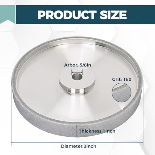 CBN Grinding Wheel 8 Inch 180 Grit, 1'' Wide, 5/8" Arbor