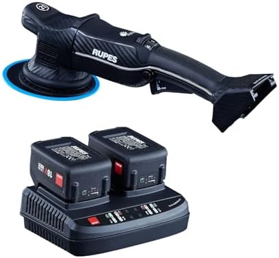 RUPES HLR21 BigFoot iBrid Random Orbital Cordless Polisher Tool with Dual Battery Charger & 2 Rechargeable Batteries