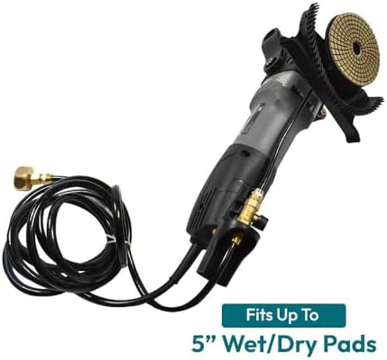 Hardin VSP5 - 5" Variable Speed Wet Polisher – 800W 120V, 1000–4500 RPM, Water Feed System with Brass Valve, GFCI Cord, for Granite, Marble, Stone, and Concrete Surface Finishing