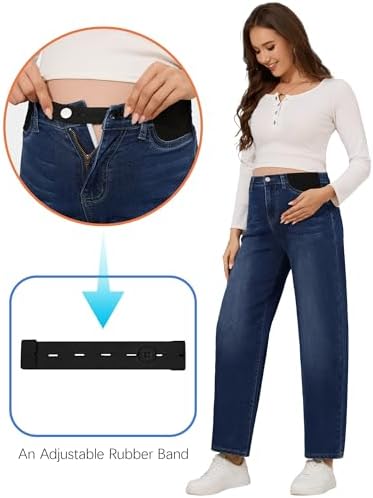 fitglam Women's Maternity Jeans Straight Leg Relaxed Fit Over Belly Pregnancy Denim Work Pants Maternity Clothes with Pockets
