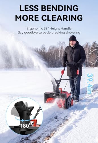 Electric Snow Blower Cordless 20"-Brushless Snow Thrower for Driveways, Red