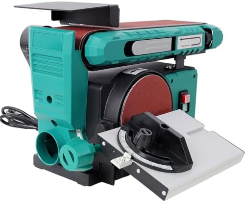 Belt and Disc Sander Combo, 4 x 36 Inch Belt Sander with 6 Inch Disc Sander, Benchtop Belt Disc Sanding Machine with Adjustable 0-90° Belt for Woodworking Metalworking